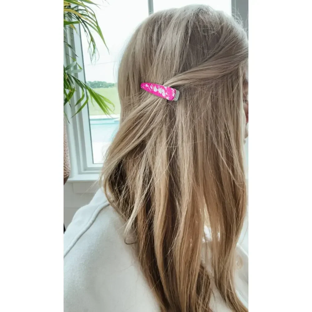 Western Hair-On Cowhide Barrette | Leopard & Rainbow